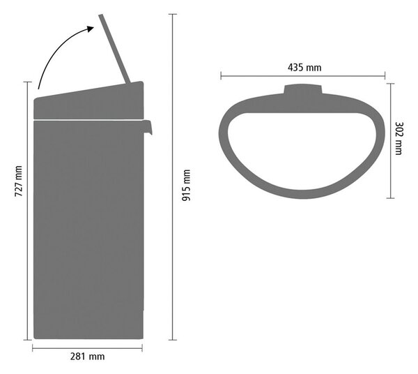 Mat crna željezna kanta za smeće na dodir 40 l Touch Bin – Brabantia