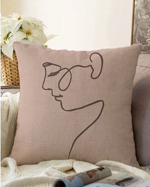 Bež jastučnica s udjelom pamuka Minimalist Cushion Covers Portrait, 55 x 55 cm