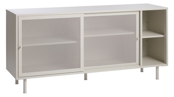 Siva metalna komoda s kliznim vratima 160x75x47 cm Veep – Unique Furniture