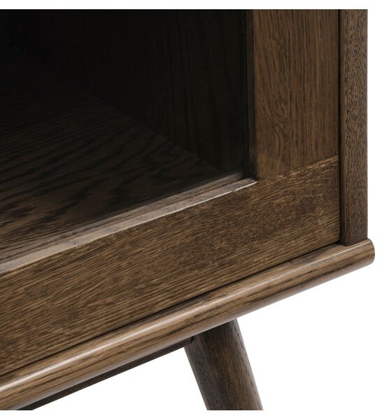 Tamno smeđa vitrina u dekoru hrasta s kliznim vratima 110x160 cm Barrali – Unique Furniture