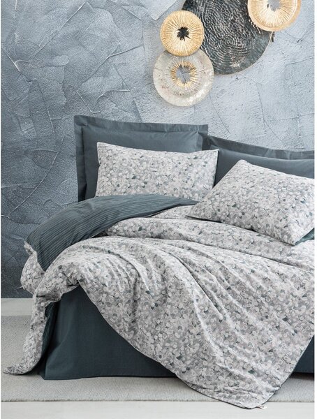 Bijela/siva posteljina za bračni krevet/za produženi krevet od renforce pamuka 260x220 cm Molly – Mijolnir