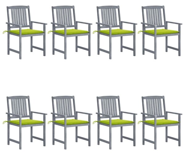 VidaXL Vrtne stolice s jastucima 8 kom sive od masivnog drva bagrema