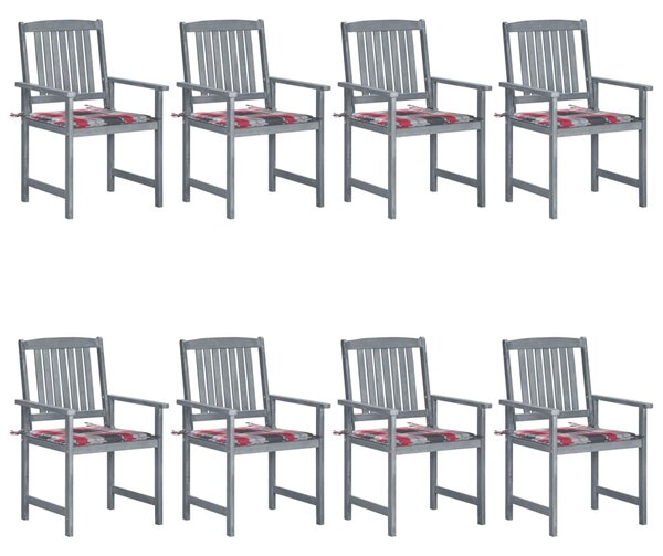 VidaXL Vrtne stolice s jastucima 8 kom sive od masivnog drva bagrema
