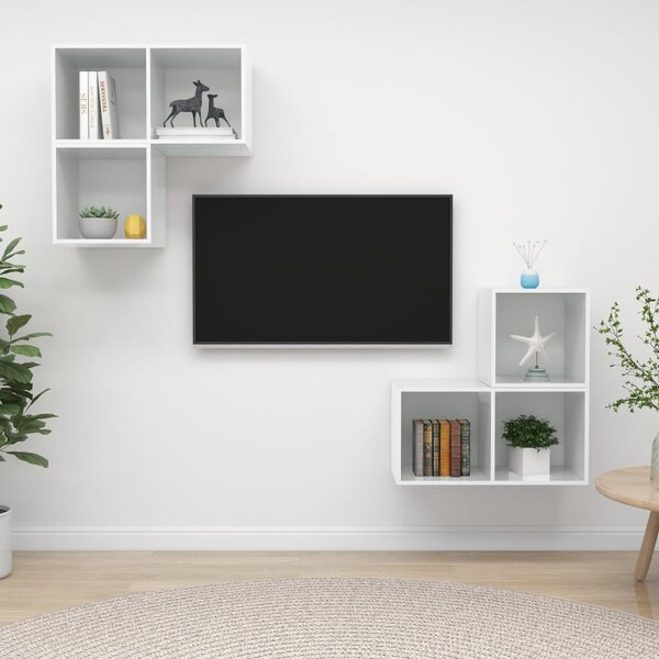 VidaXL 4-dijelni set TV ormarića visoki sjaj bijeli od iverice