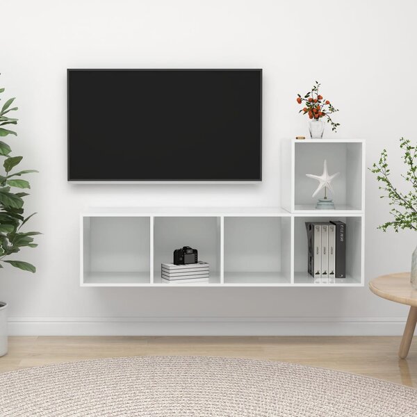 VidaXL 2-dijelni set TV ormarića visoki sjaj bijeli od iverice