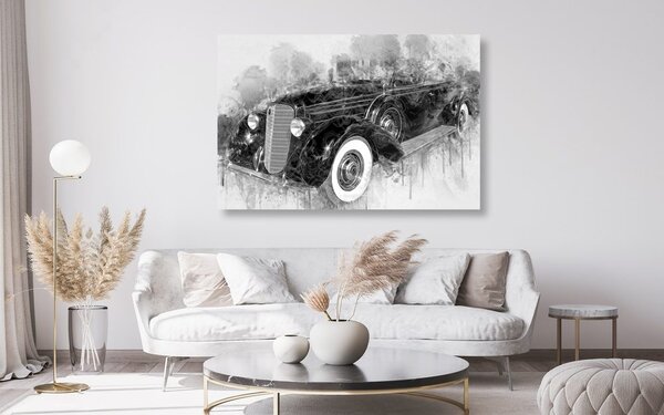 Slika povijesni retro sedan u crno-bijelom dizajnu