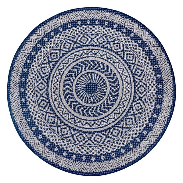Plavo-sivi vanjski tepih ragami krug, Ø 160 cm