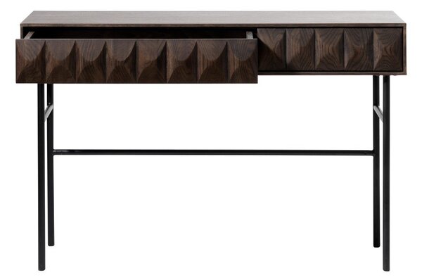 Tamno smeđi pomoćni stol s pločom stola u dekoru hrasta 39x117 cm Latina – Unique Furniture