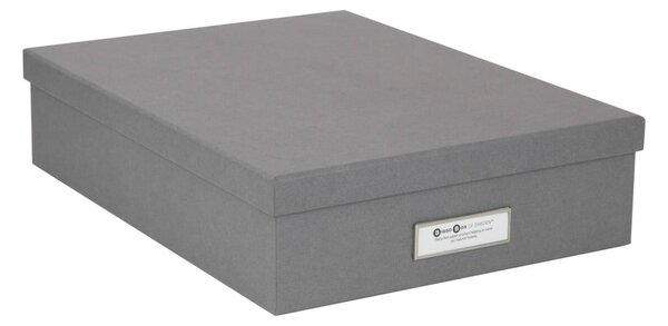 Siva kutija za pohranu s natpisom za Bigso dokumente, veličina A4