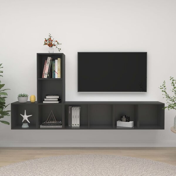 VidaXL 3-dijelni set TV ormarića sivi od iverice