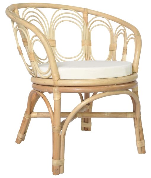 VidaXL Blagovaonska stolica s jastukom od prirodnog ratana i platna