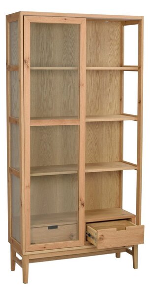Vitrina u dekoru hrasta s kliznim vratima u prirodnoj boji 100x203 cm Hazelton – Rowico