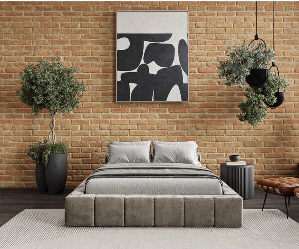 Bež tapecirani bračni krevet s prostorom za pohranu s podnicom 160x200 cm Aruba L – Maison de Rêve