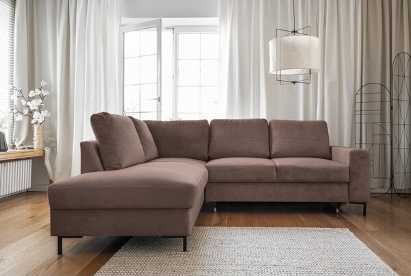 Smeđa sklopiva kutna garnitura od samta (s lijevim kutom) Lofty Lilly – Miuform