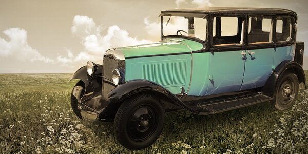 Slika plavi retro automobil