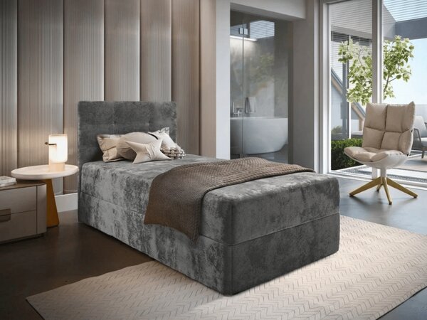 Tapecirani boxspring krevet GLORIEN VELVET 80x200 cm siva Madrac: Bonell opružni madrac