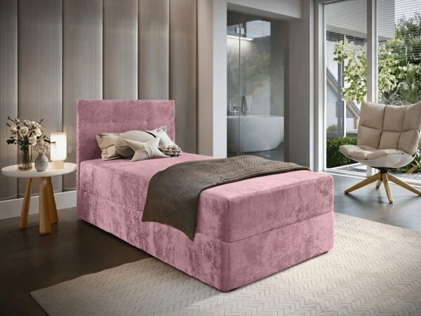 Tapecirani krevet boxspring GLORIEN VELVET 90x200 cm ružičasti Madrac: Bonell opružni madrac