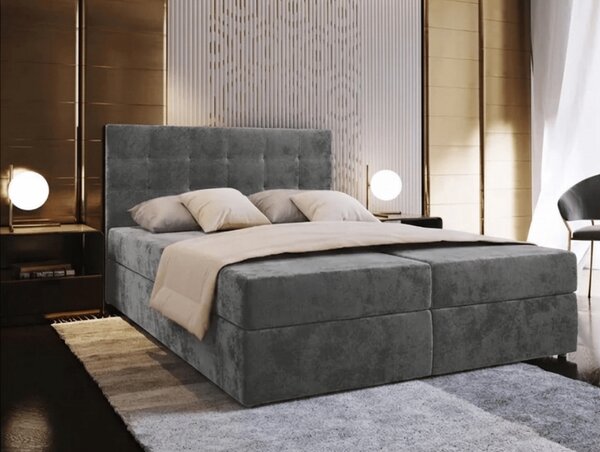 Tapecirani boxspring krevet GLORIEN VELVET 180x200 cm siva Madrac: Bonell opružni madrac
