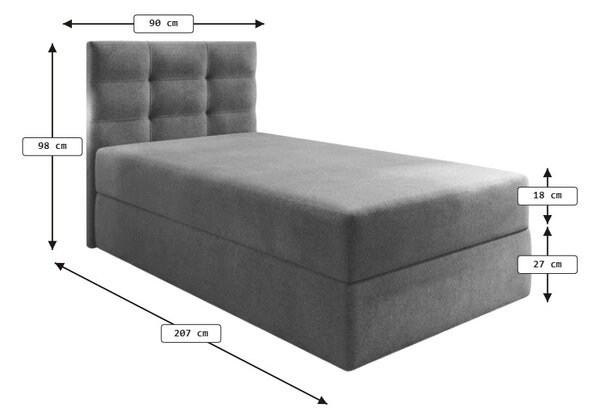 Tapecirani krevet boxspring GLORIEN VELVET 90x200 cm tirkizna Madrac: Bonell opružni madrac