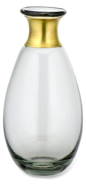 Siva staklena vaza Nkuku Miza, visina 14 cm