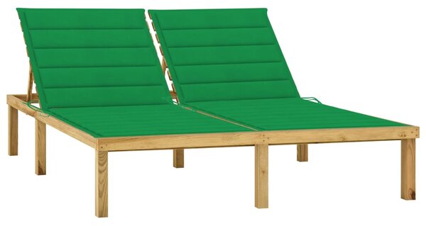 VidaXL Dvostruka ležaljka sa zelenim jastucima impregnirana borovina