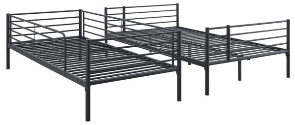 JAKS Metalni krevet na kat crni 90/120 × 200 cm Tres 2u1