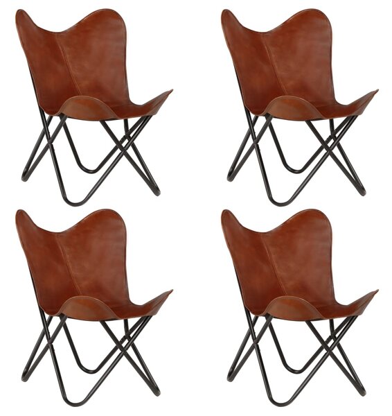 VidaXL Leptir-stolice od prave kože 4 kom smeđe dječja veličina