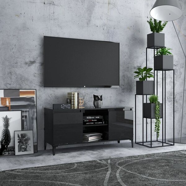 VidaXL TV ormarić s metalnim nogama sjajni crni 103,5 x 35 x 50 cm