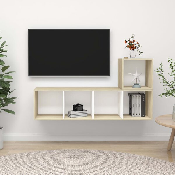 VidaXL 2-dijelni set TV ormarića bijeli i boja hrasta od iverice