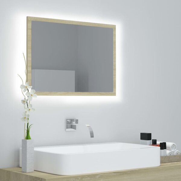 VidaXL LED kupaonsko ogledalo boja hrasta sonome 60x8,5x37 cm akrilno