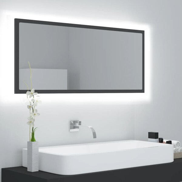 VidaXL LED kupaonsko ogledalo sivo 100x8,5x37 cm akrilno