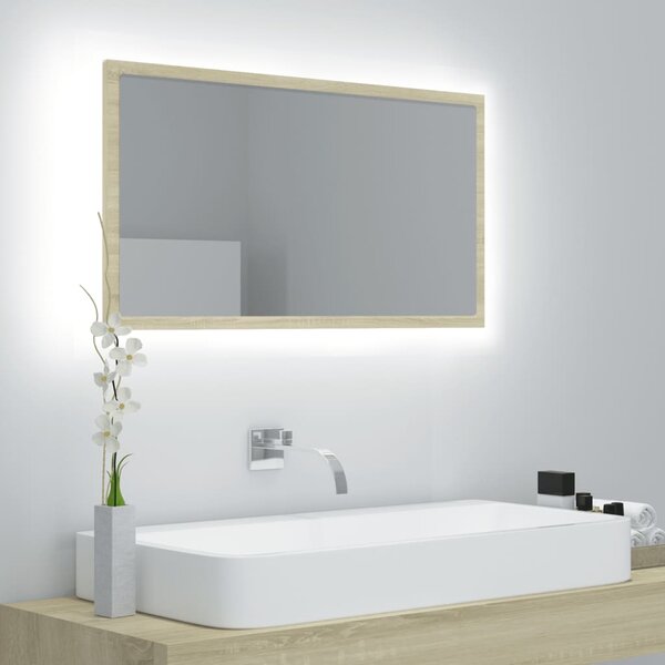 VidaXL LED kupaonsko ogledalo boja hrasta sonome 80x8,5x37 cm akrilno