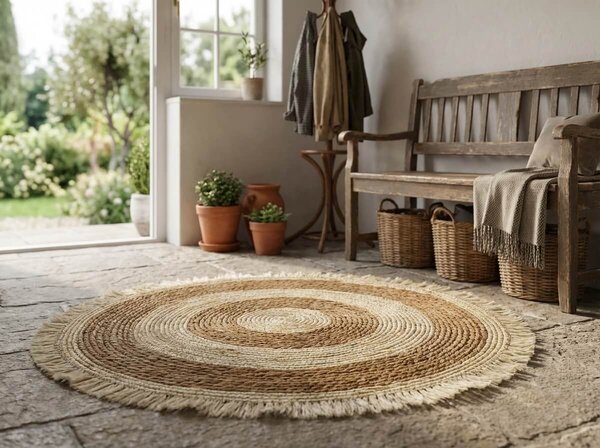 Prirodni okrugli tepih VELOR DUO ⌀ 70 cm, bež/smeđi