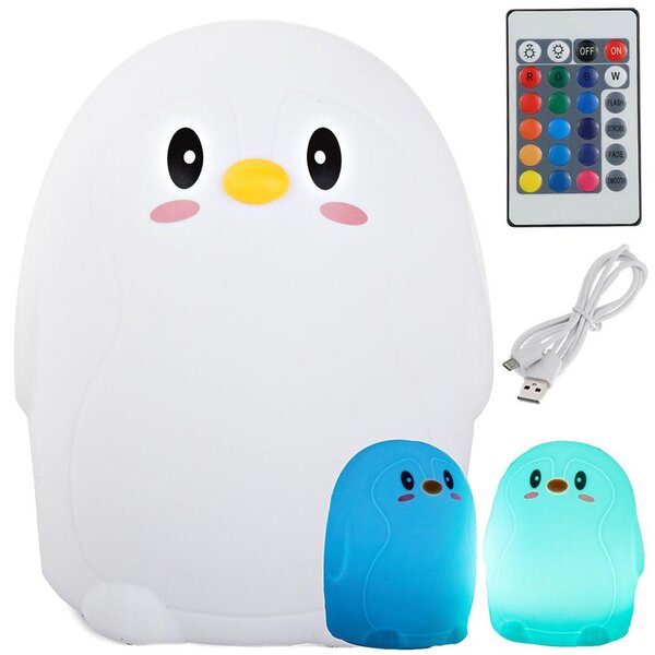 LED RGB baterija Soft Children's Light Touch 1200mAh USB Penguin + daljinski upravljač