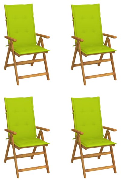 VidaXL Nagibne vrtne stolice s jastucima 4 kom masivno bagremovo drvo