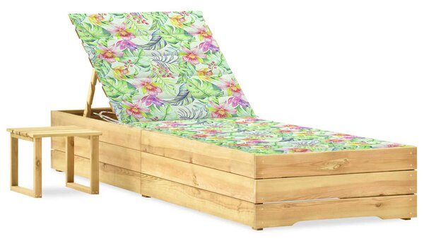 VidaXL Vrtna ležaljka sa stolićem i jastukom od impregnirane borovine