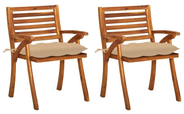 VidaXL Vrtne blagovaonske stolice s jastucima 2 kom od bagremovog drva