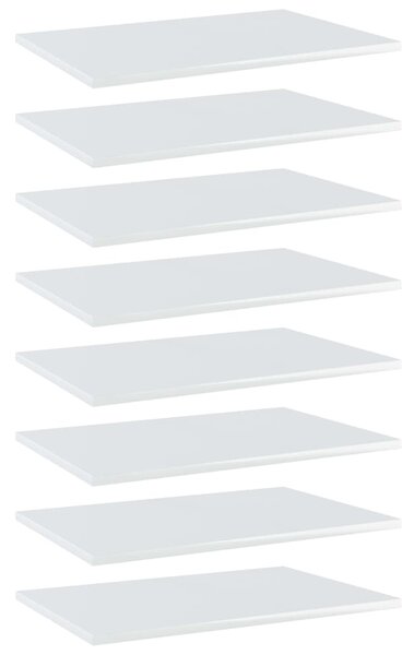 VidaXL Police za knjige 8 kom visoki sjaj bijele 60x40x1,5 cm iverica