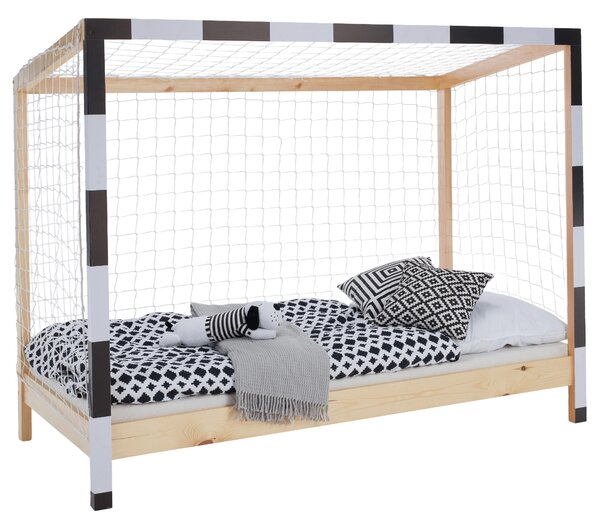 Dječji krevet na kat 90 cm Facilmente (prirodna + bijela + crna) (s podnicom)