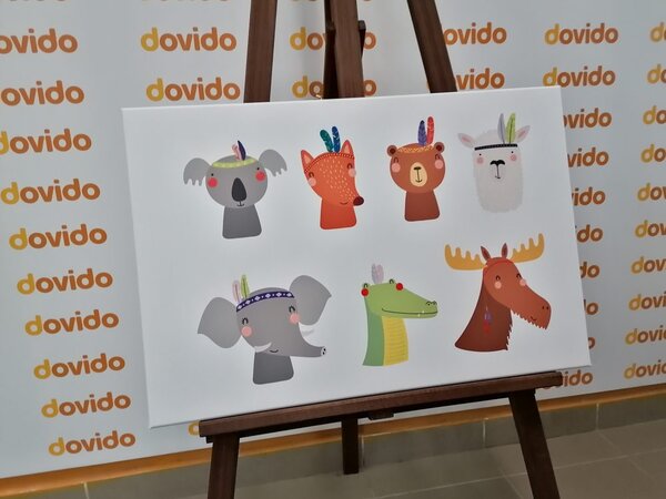 Slika puna životinja s indijanskim perjem