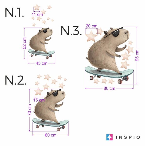 Dekorativne tapete za zid - Kapibara na skateboardu
