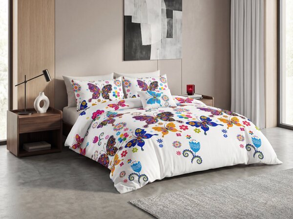 Posteljina od mikrovlakana ŠARENI LEPTIR bijela Dimenzije posteljine: 70 x 90 cm | 140 x 200 cm