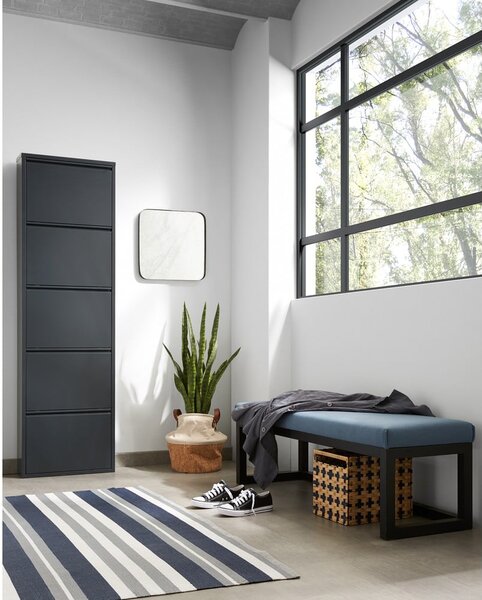 Antracitno sivi metalni preklopni ormarić za cipele 50x169x15 cm Ode – Kave Home