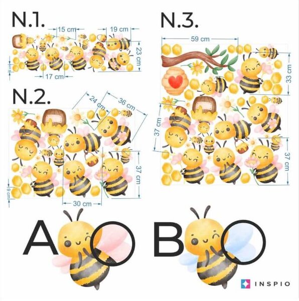 Tekstilna naljepnica za zid Pčele i pčele