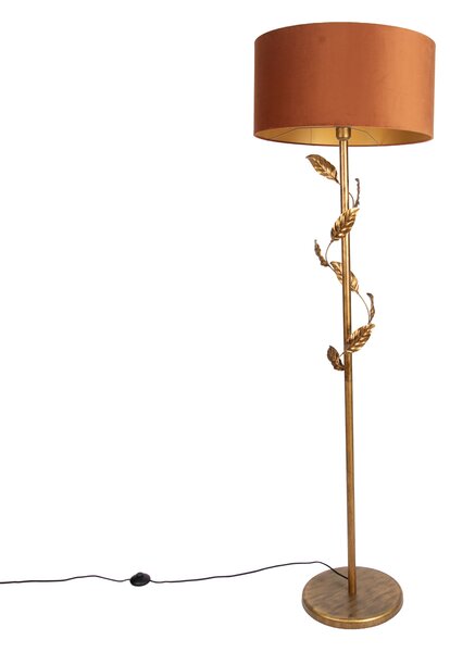 Podna svjetiljka zlatna s narančastim sjenilom i zlatnom unutrašnjosti 50 cm - Linden