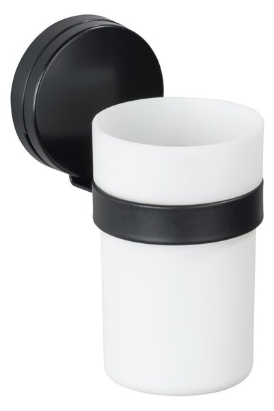 Crno-bijela zidna kupaonska čaša Wenko Static-Loc® Plus