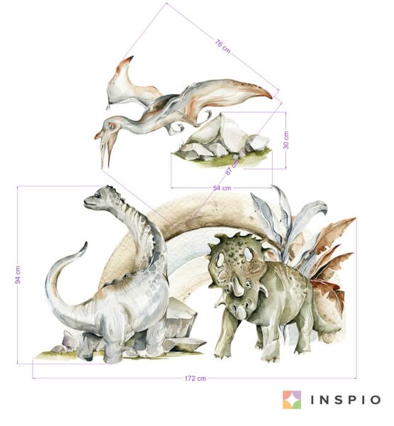 Naljepnice za zid - Dinosauri s dugom