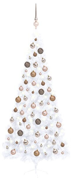 VidaXL Umjetna osvijetljena polovica božićnog drvca bijela 240 cm