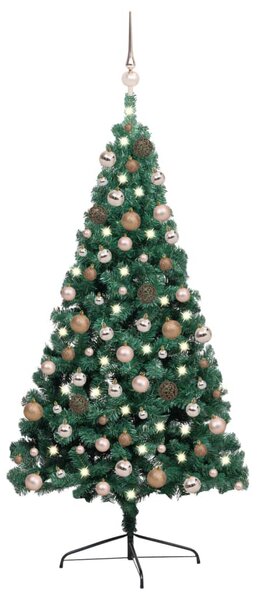 VidaXL Umjetna osvijetljena polovica božićnog drvca zelena 240 cm