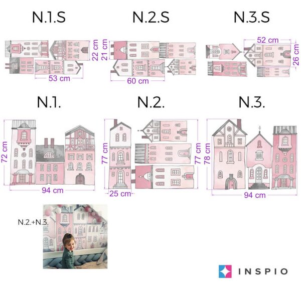 Zidne naljepnice - ružičaste kuće